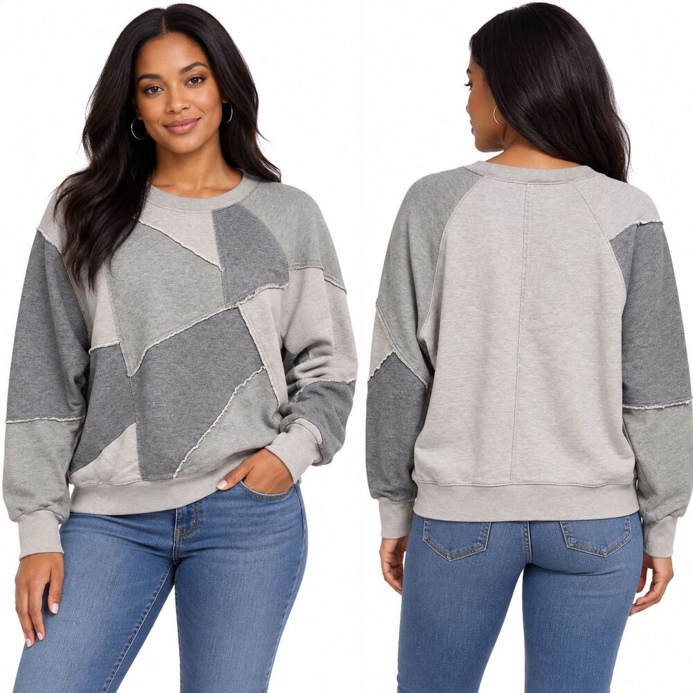 Frame Women's Patchwork Colorblock Crewneck Sweatshirt Size XS